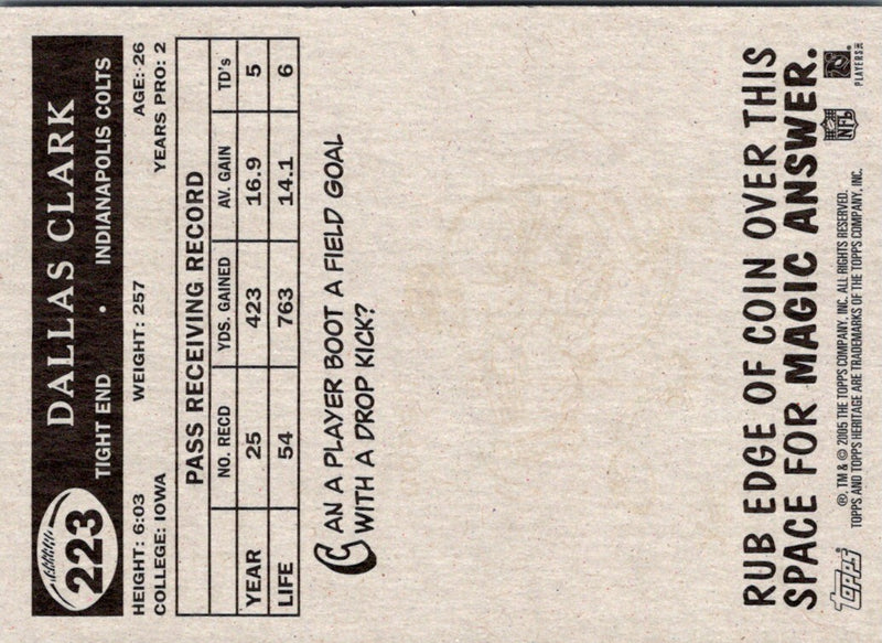 2005 Topps Heritage Dallas Clark