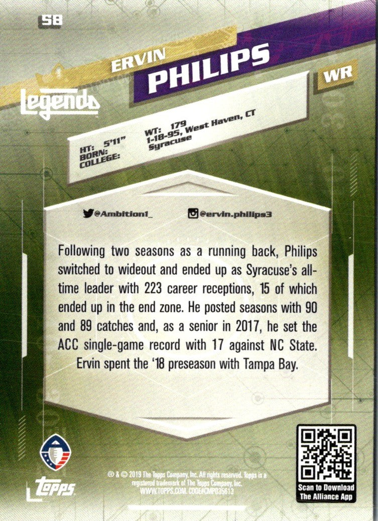 2019 Topps AAF Ervin Philips