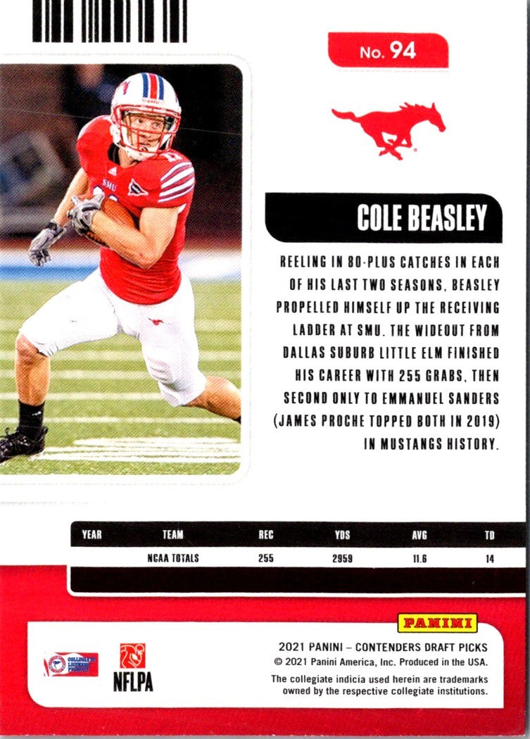 2021 Panini Contenders Draft Picks Game Ticket Red Cole Beasley