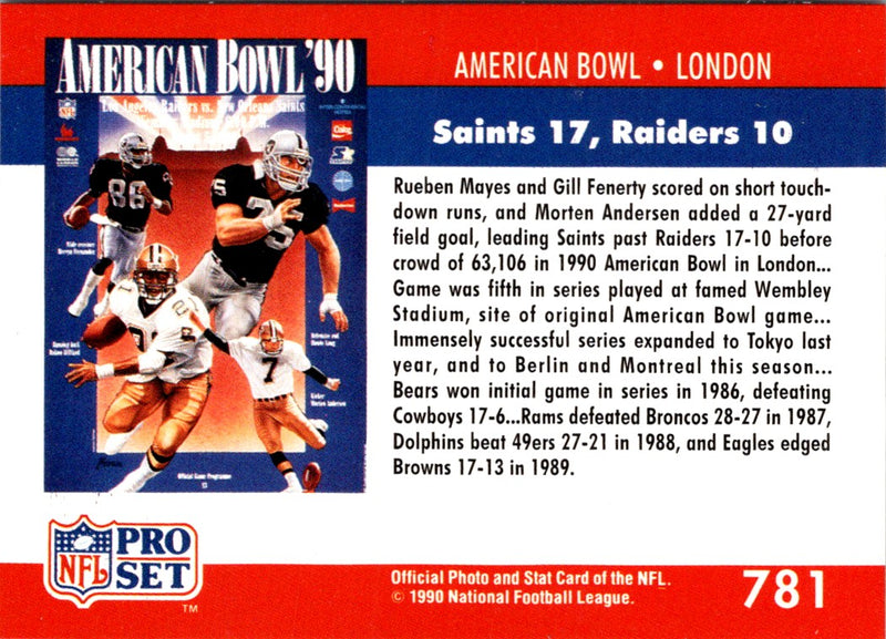 1990 Pro Set American Bowl: London