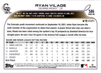 2022 Topps Ryan Vilade #586 Rookie