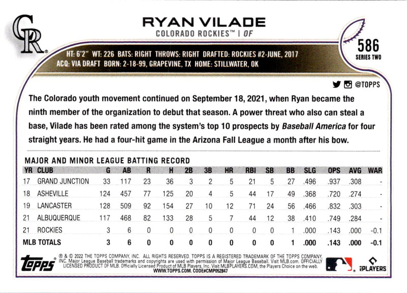 2022 Topps Ryan Vilade