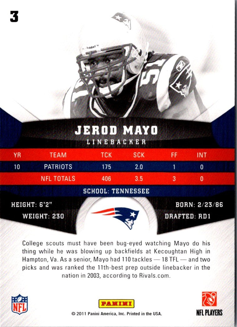 2011 Panini Gridiron Gear Jerod Mayo