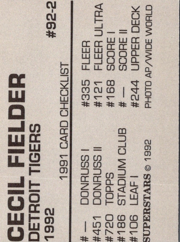 1992 Donruss Gold Leaf Stars Cecil Fielder