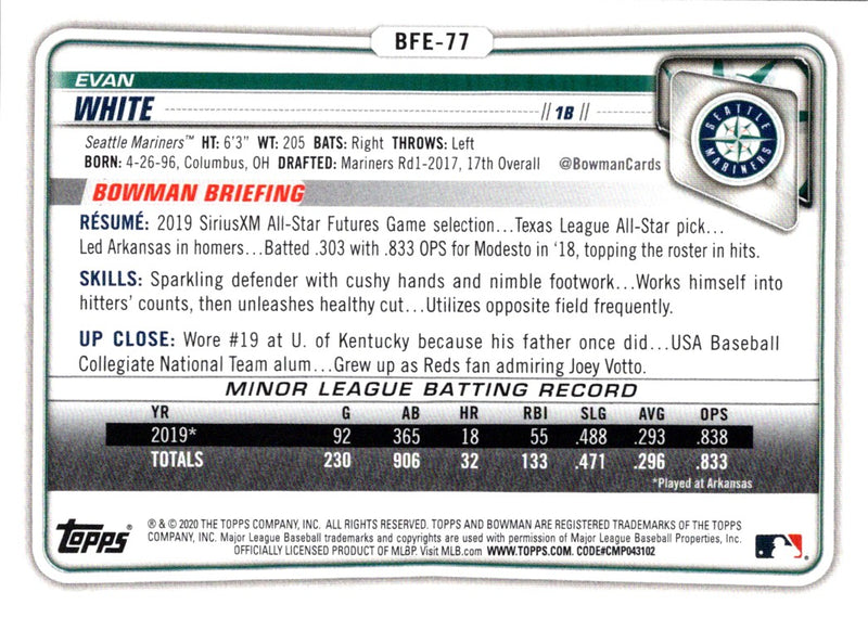 2020 Bowman 1st Edition Evan White