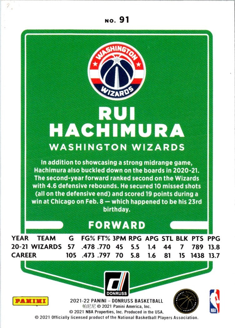 2021 Donruss Holo Red and Gold Laser Rui Hachimura