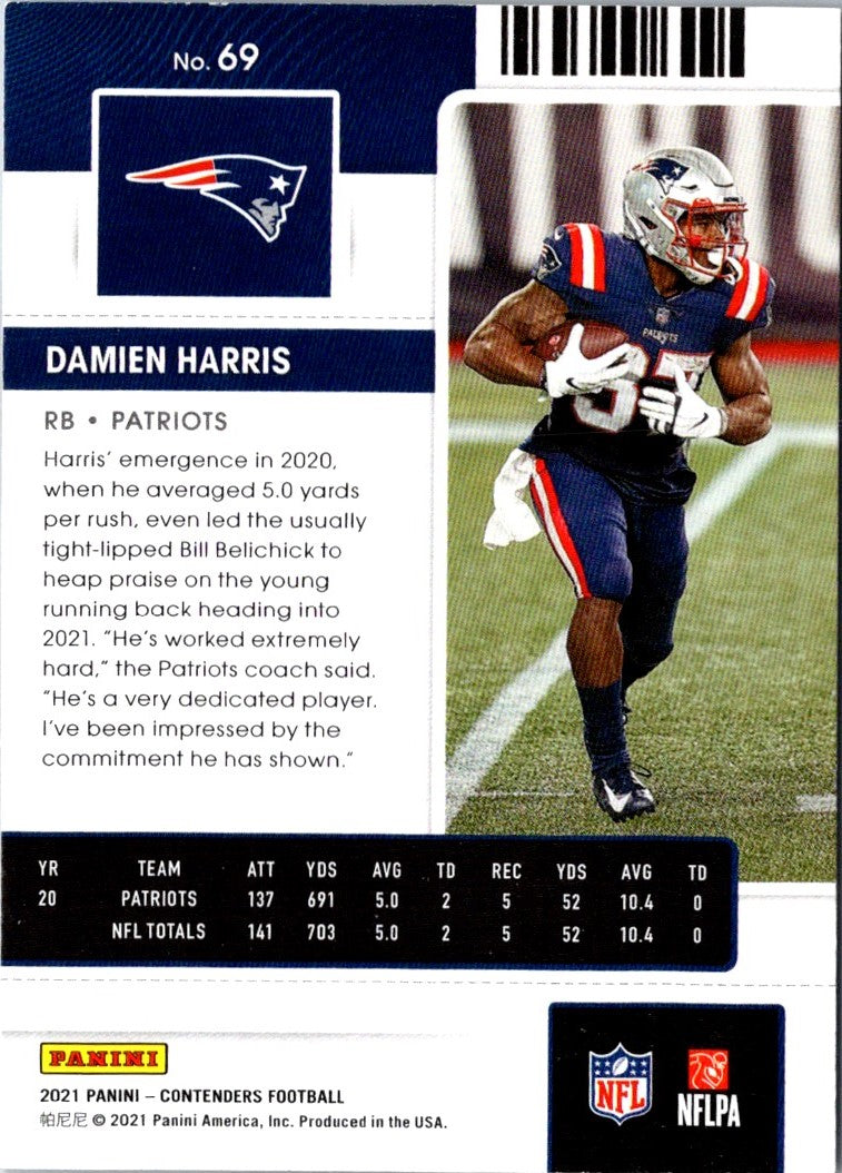 2021 Panini Contenders Damien Harris