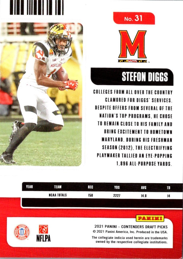 2021 Panini Contenders Draft Picks Game Ticket Red Stefon Diggs