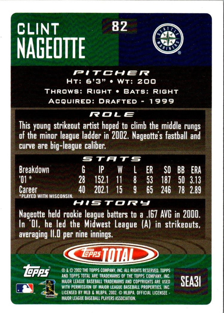 2002 Topps Total Clint Nageotte