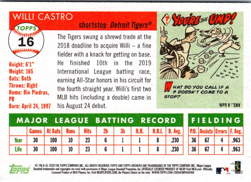 2020 Topps Archives Willi Castro