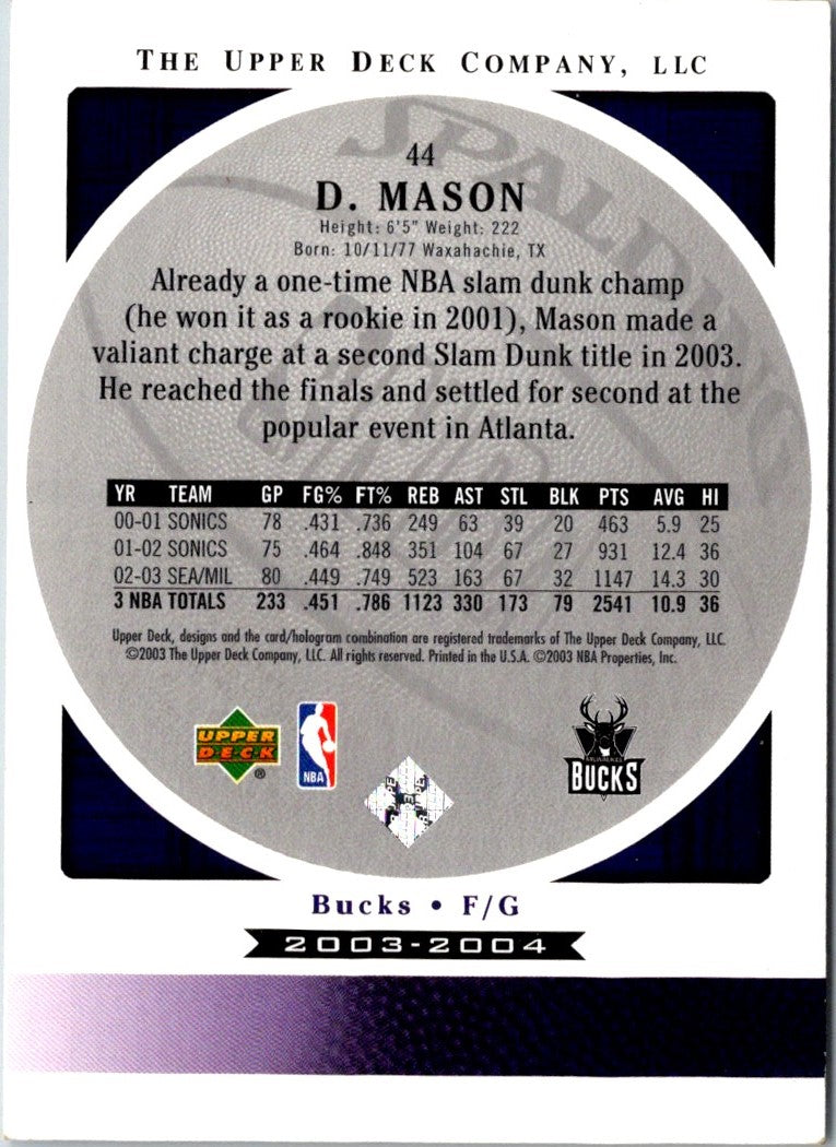 2003 Upper Deck Standing O Desmond Mason