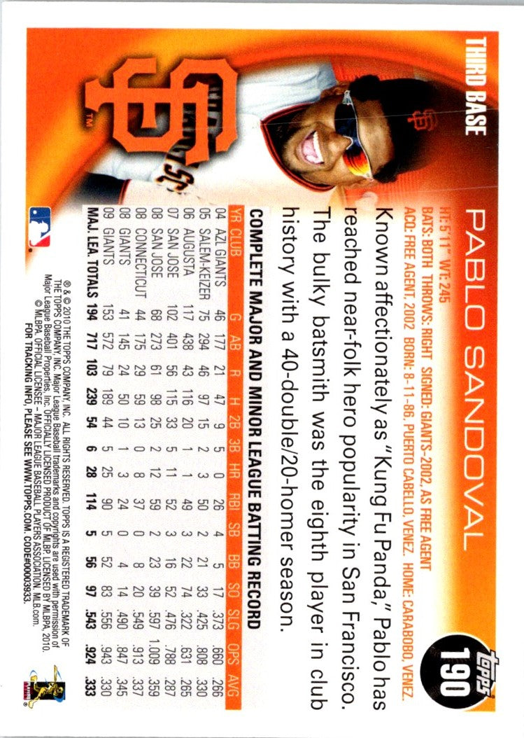 2010 Topps Vintage Cardstock Pablo Sandoval