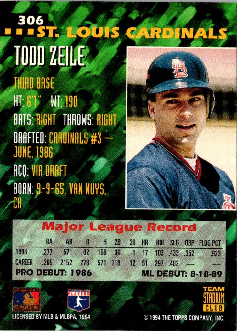 1994 Stadium Club Team First Day Issue Todd Zeile