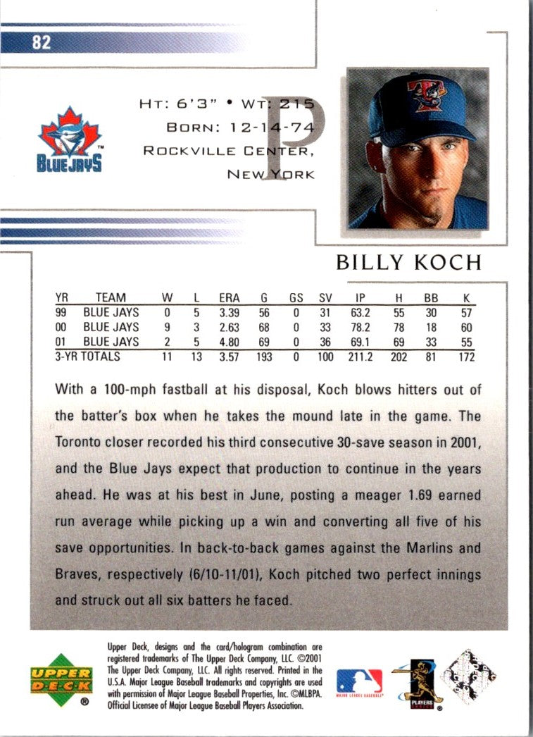 2002 Upper Deck Billy Koch