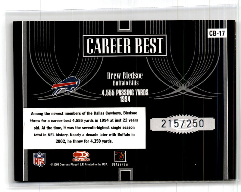 2005 Donruss Elite Career Best Black Drew Bledsoe