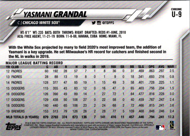 2019 Topps Chrome Yasmani Grandal