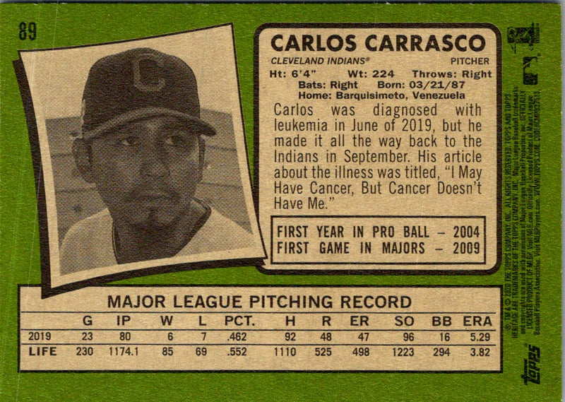 2020 Topps Heritage Carlos Carrasco