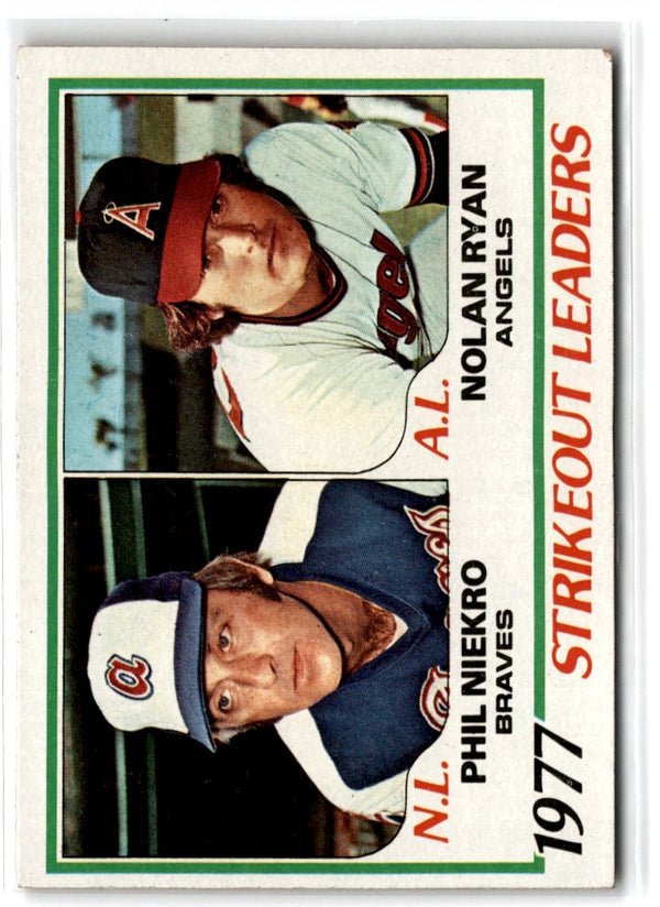 1978 Topps 1977 Strikeout Leaders - Phil Niekro/Nolan Ryan #206