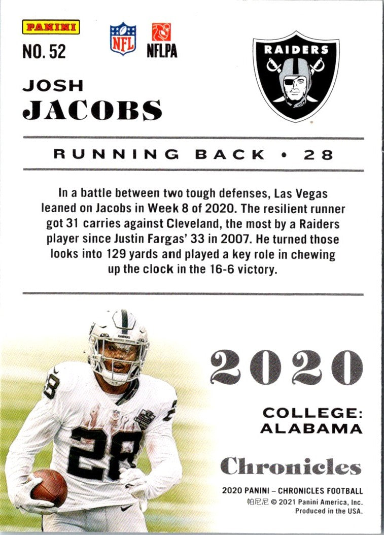 2020 Panini Chronicles Josh Jacobs