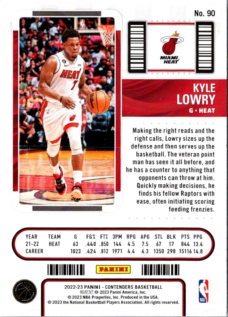 2022 Panini Contenders Game Ticket Red Kyle Lowry