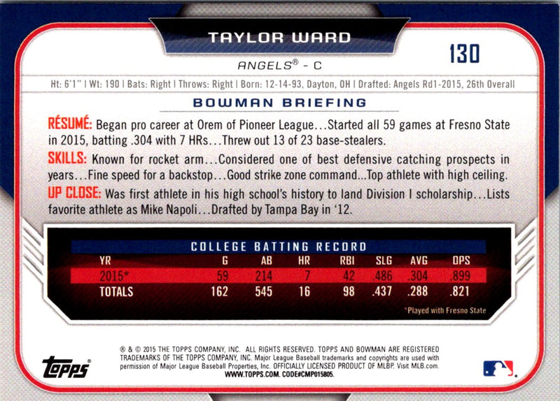 2015 Bowman Draft Picks & Prospects Taylor Ward