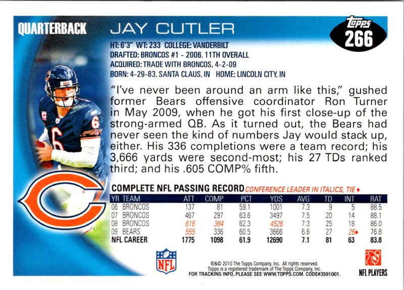 2010 Topps Jay Cutler