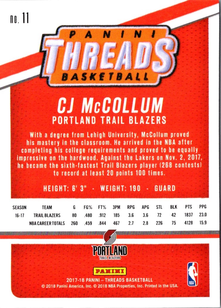 2018 Panini CJ McCollum