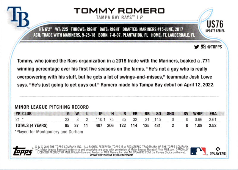 2022 Topps Update Tommy Romero