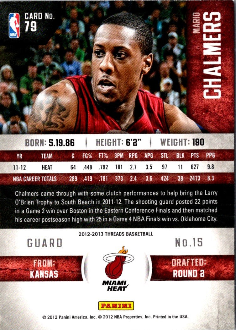 2012 Panini Threads Mario Chalmers