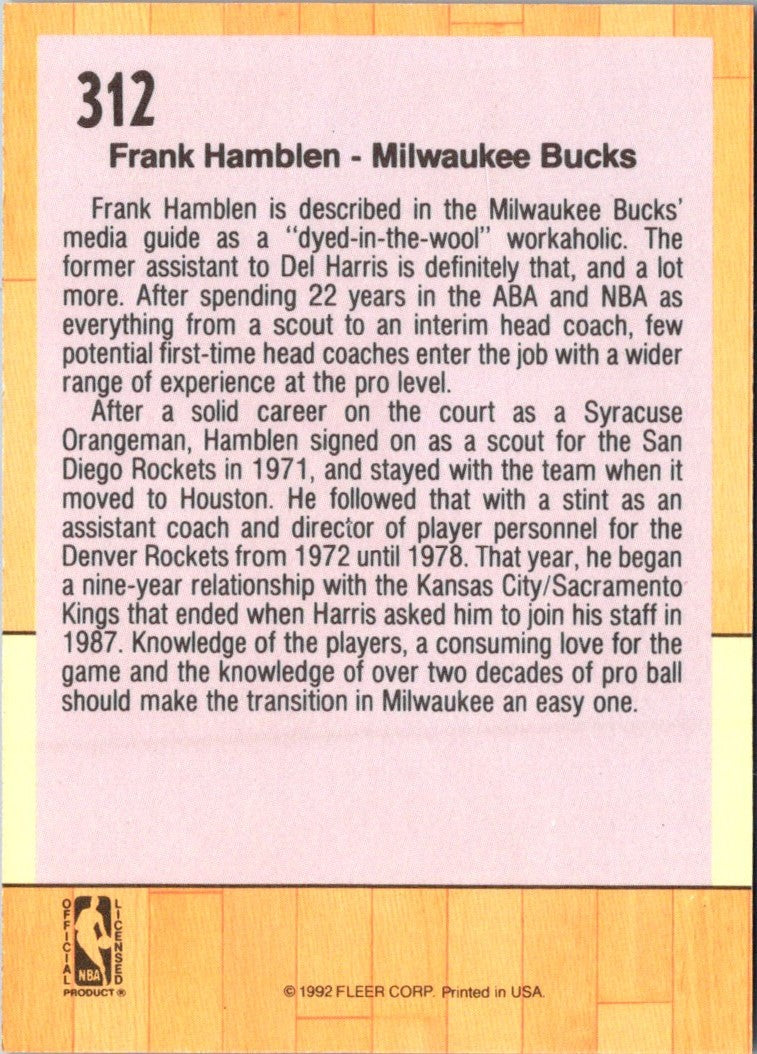 1991 Fleer Frank Hamblen