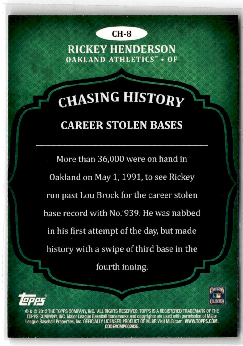 2013 Topps Chasing History Rickey Henderson