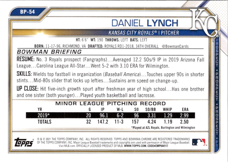 2021 Bowman Prospects Daniel Lynch