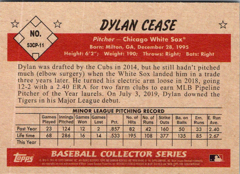 2019 Topps Dylan Cease #