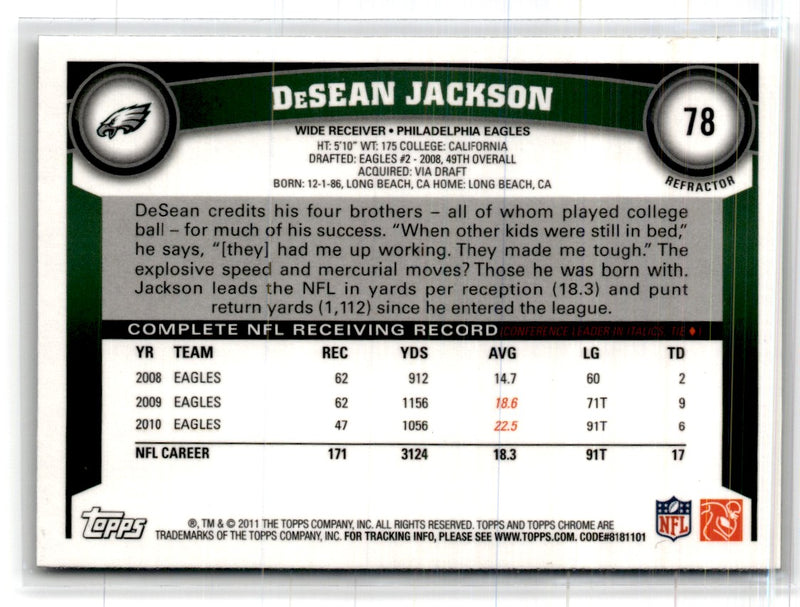 2011 Topps Chrome DeSean Jackson