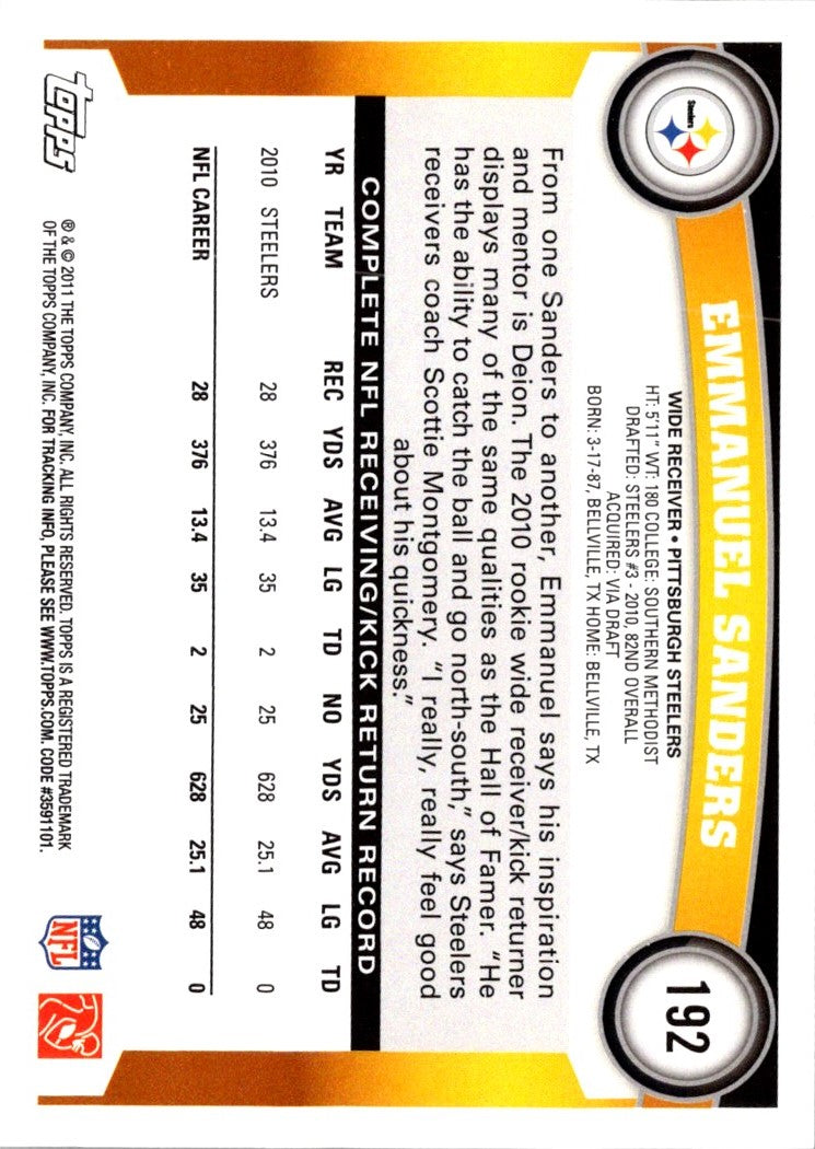 2011 Topps Emmanuel Sanders