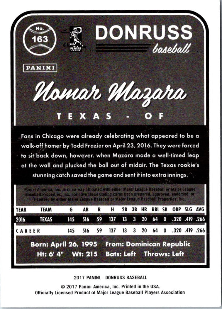 2017 Donruss Magenta Back Nomar Mazara