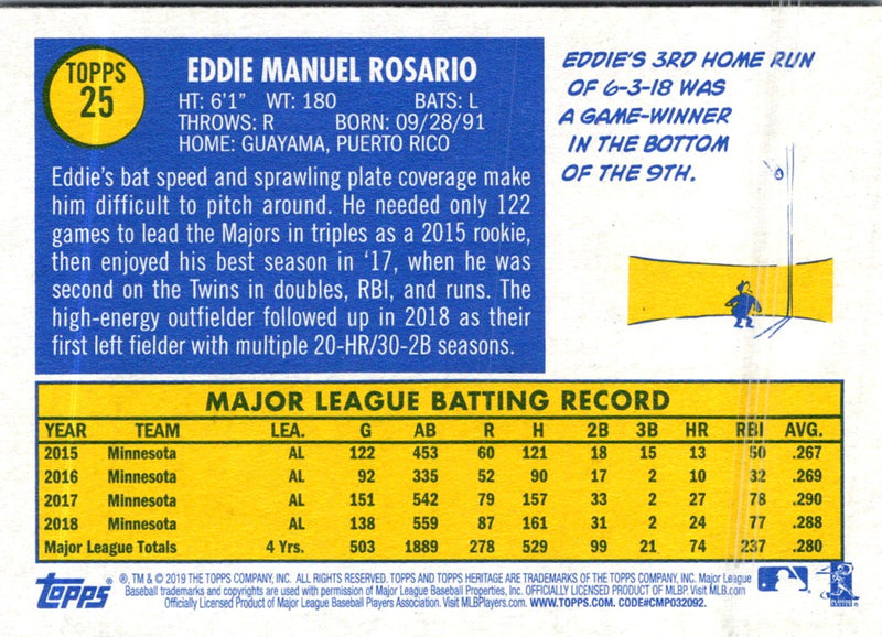 2019 Topps Heritage Eddie Rosario