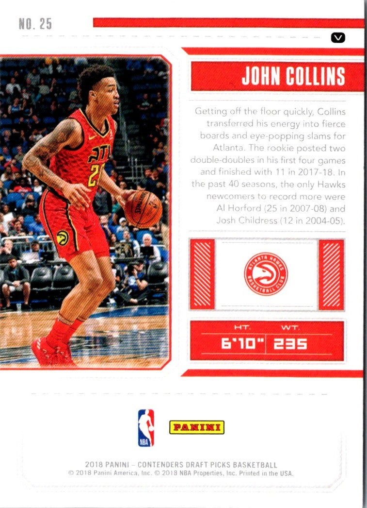 2018 Panini Contenders Draft Picks Red Foil John Collins