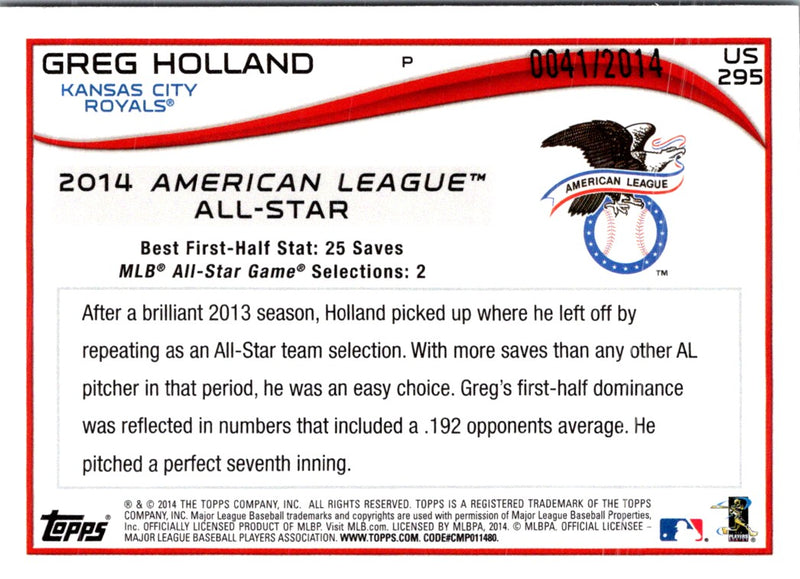 2014 Topps Update Gold Greg Holland