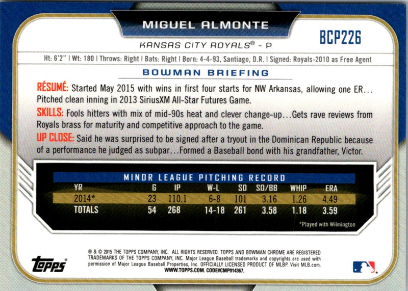 2015 Bowman Chrome Prospects Miguel Almonte