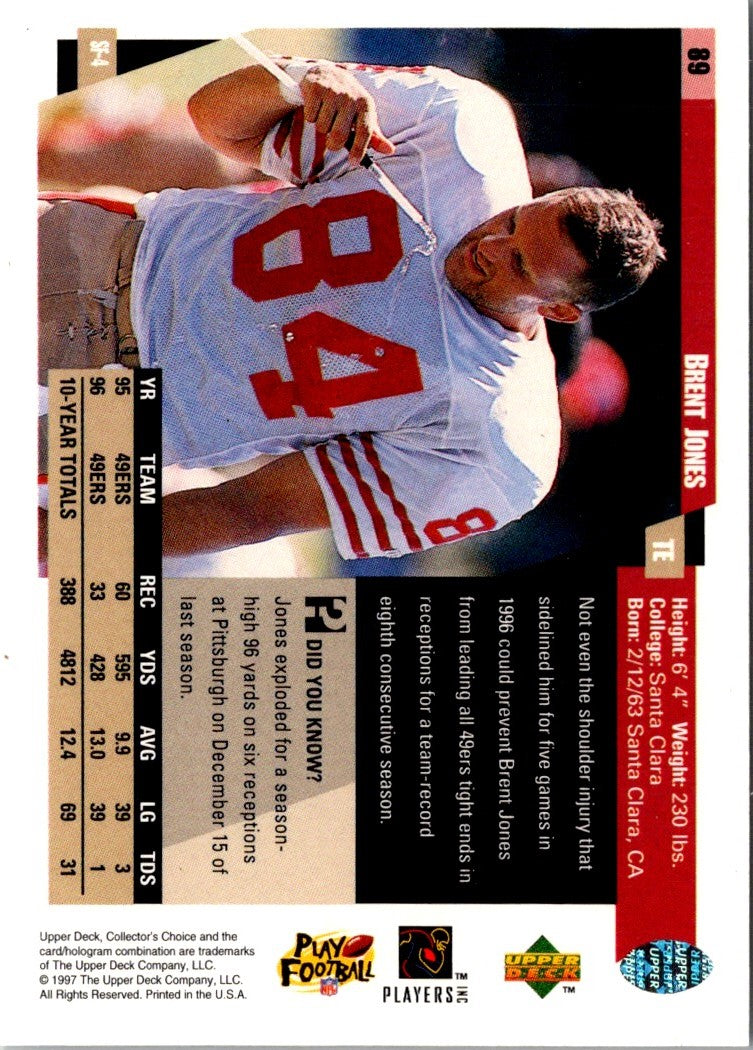 1997 Collector's Choice San Francisco 49ers Brent Jones