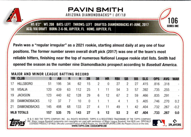 2022 Topps 1st Edition Pavin Smith