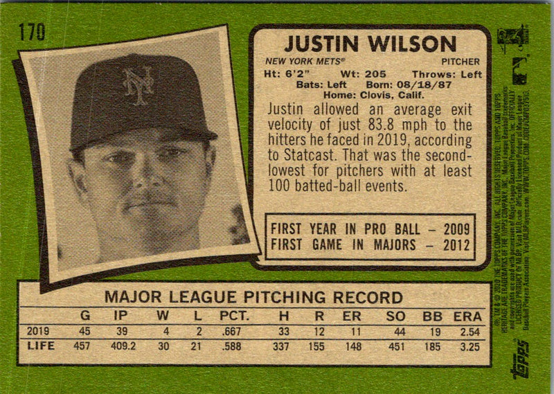 2020 Topps Heritage Justin Wilson