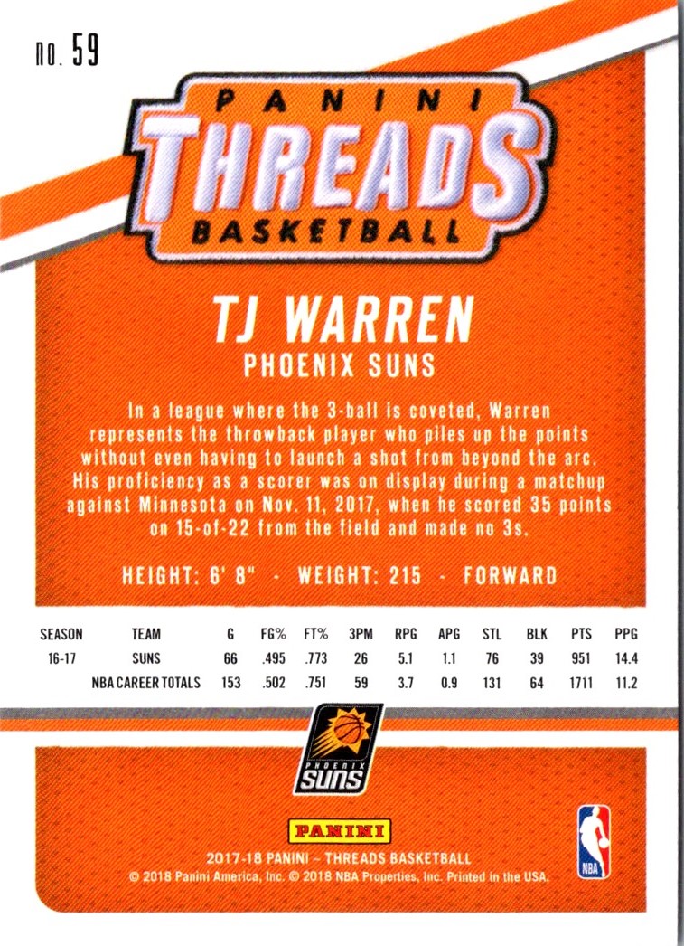 2017 Panini Threads T.J. Warren