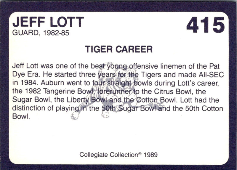 1989 Collegiate Collection Auburn Coke 580 Jeff Lott