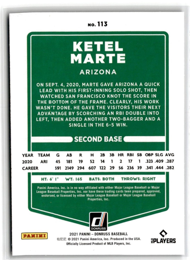 2021 Donruss Holo Purple Ketel Marte