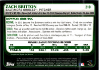 2011 Bowman Chrome Zach Britton #210 Rookie