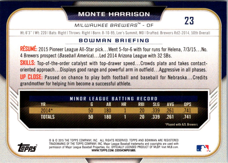 2015 Bowman Draft Picks & Prospects Monte Harrison