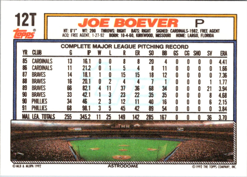 1992 Topps Traded Joe Boever