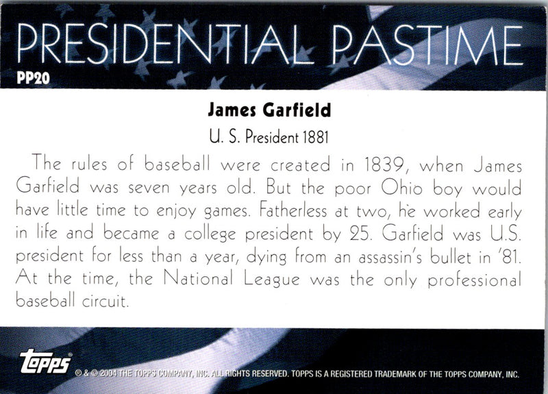 2004 Topps Presidential Pastime James Garfield